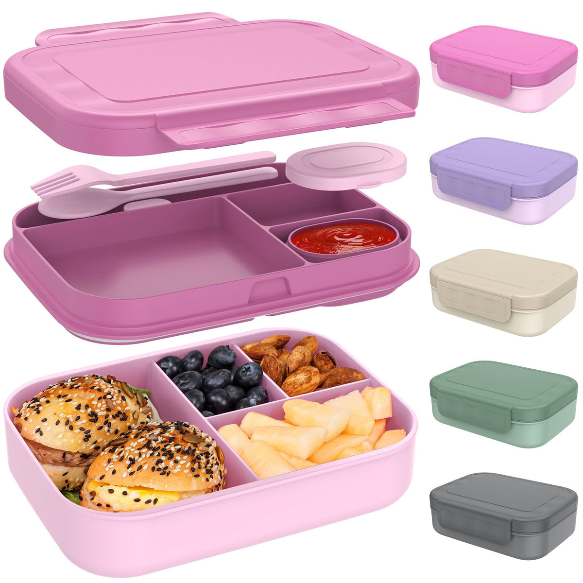 Caperci stackable bento top tray with built-in utensils for easy on-the-go meals.