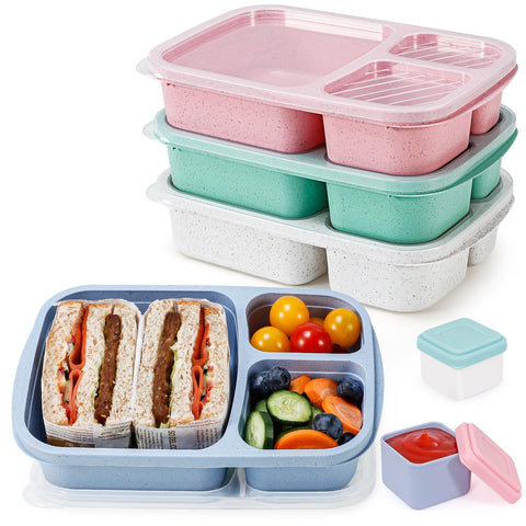 Caperci wheat straw bento 3-compartment container for balanced meals