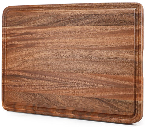 Caperci XXL acacia cutting board, top view, premium prep surface for meats and veggies.