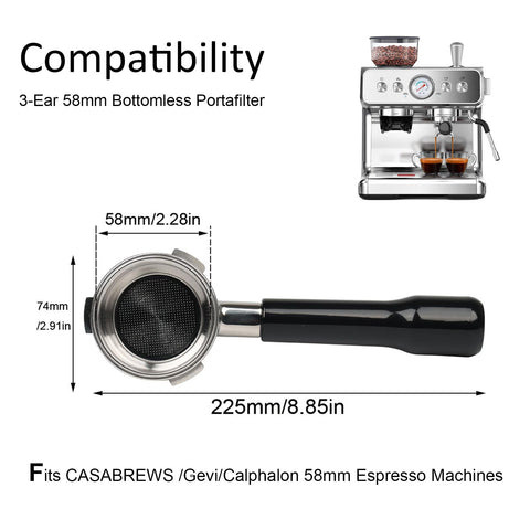 CAPFEI 58mm bottomless portafilter for Barsetto BAE01/02 highlights cup quality