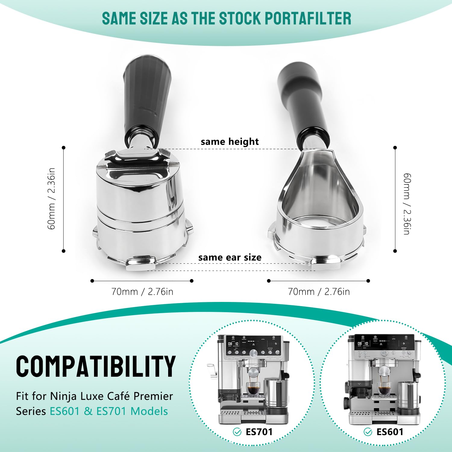 CAPFEI curved-bottom bottomless portafilter enables real-time observation of espresso extraction.