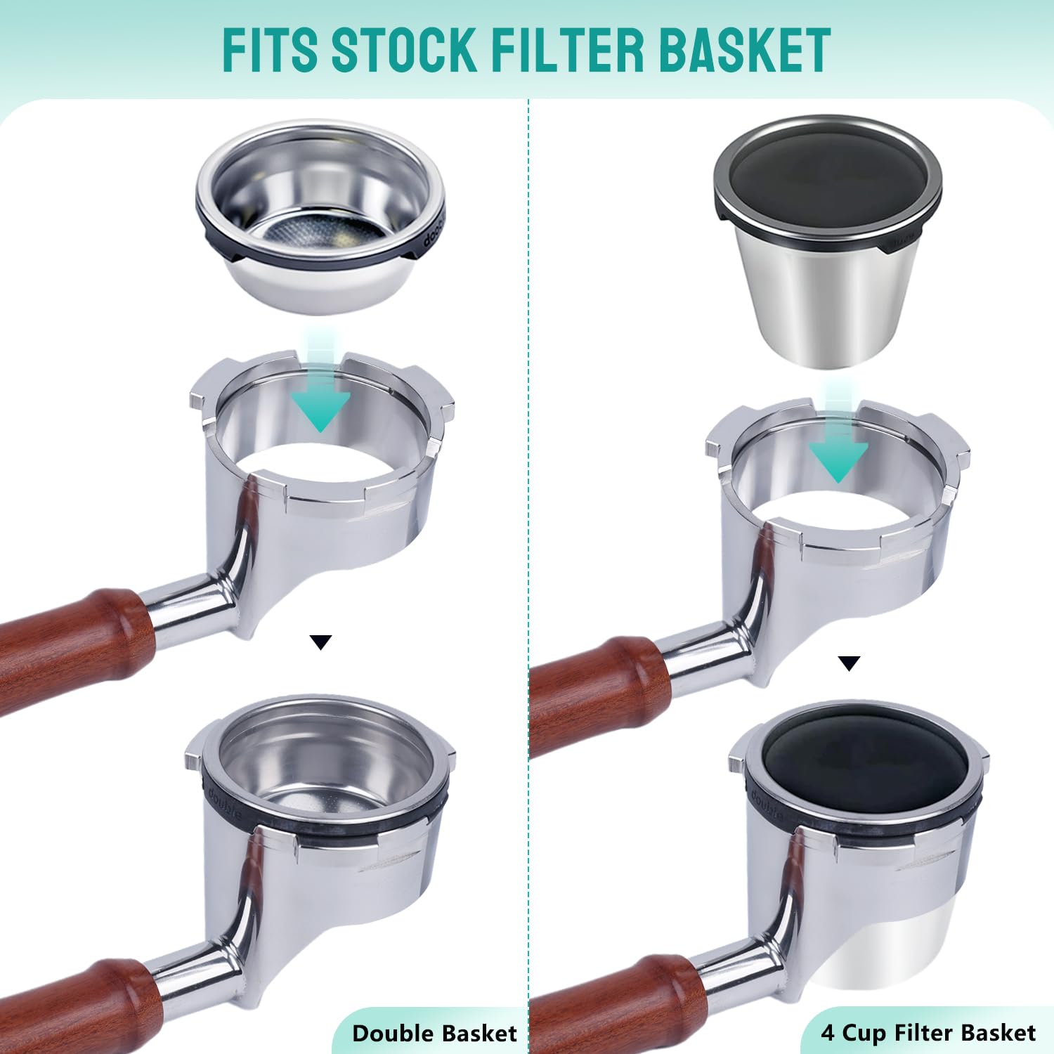 CAPFEI bottomless portafilter fits Ninja ES601 with stock basket compatibility.