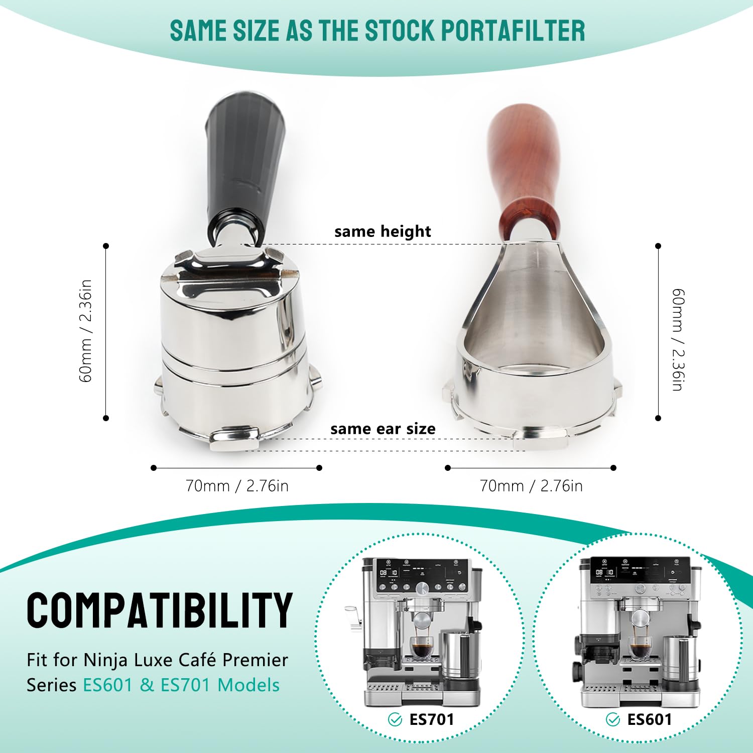 CAPFEI bottomless portafilter curved-bottom design for observation during extraction.