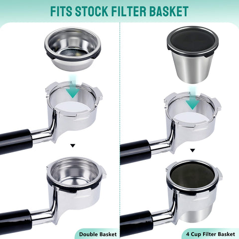 CAPFEI stock basket fit bottomless portafilter works with original Ninja baskets.