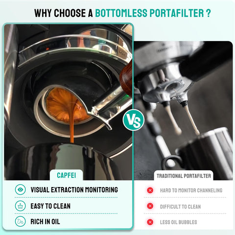 CAPFEI wooden-handle portafilter offers comfortable grip during shots.