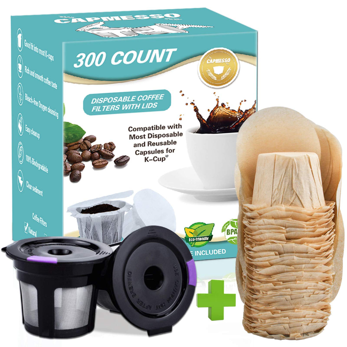 CAPMESSO Keurg cups with lids for quick, mess-free single-serve brewing.
