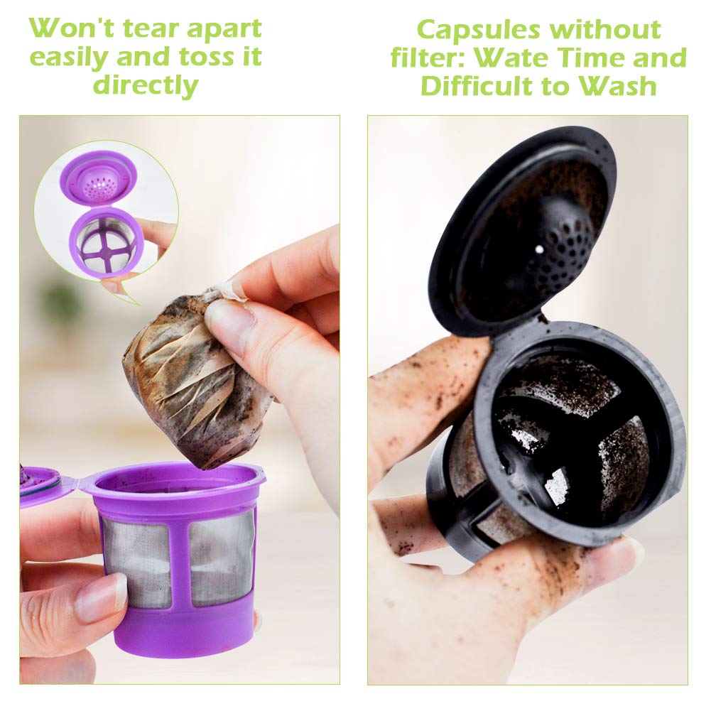 CAPMESSO Keurig-compatible reusable pod filter in use.