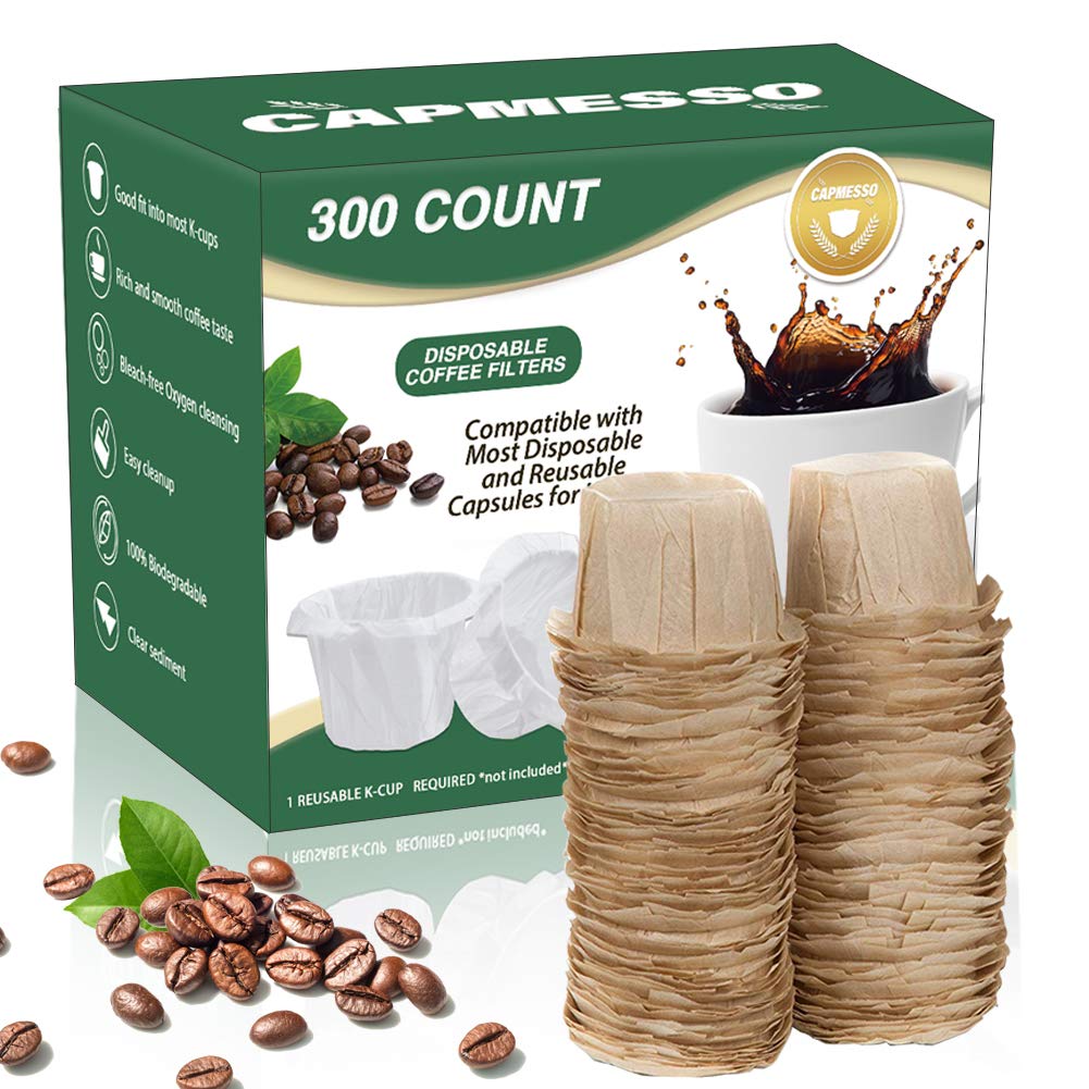 CAPMESSO natural disposable Keurig filter for pods, smoother brew with reduced sediment.