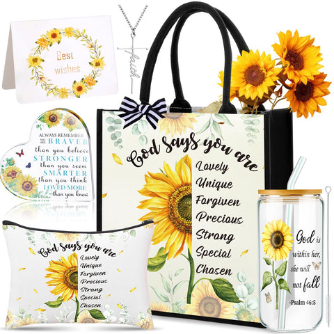 Capoda sunflower tote bag with double-sided print for versatile faith-inspired style