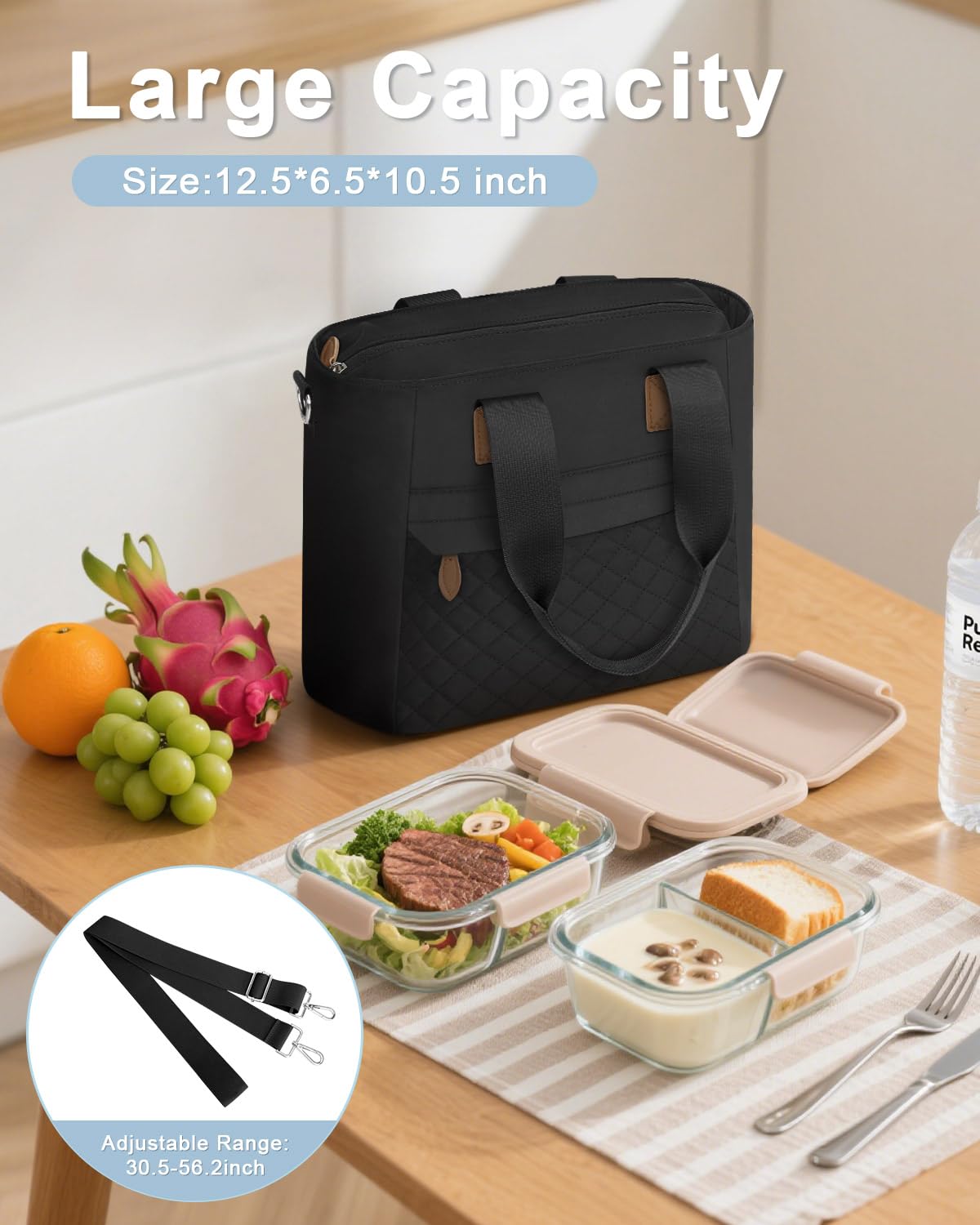 Capolo lunch bag metal hardware highlights durability and long-lasting use