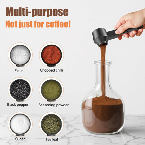 CAPMESSO built-in hanging hole keeps scoop within reach near the coffee station.