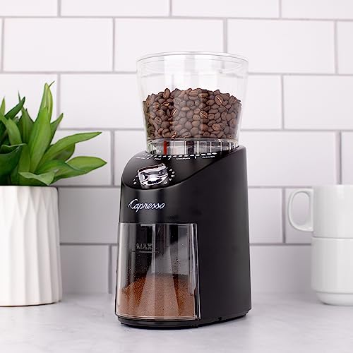 Capresso Infinity Plus 16 grind settings dial enables Turkish to cold brew versatility.