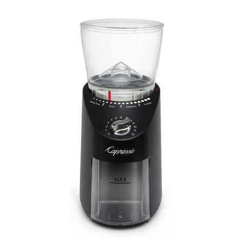 Capresso Infinity Plus removable upper burr simplifies cleaning and maintenance.