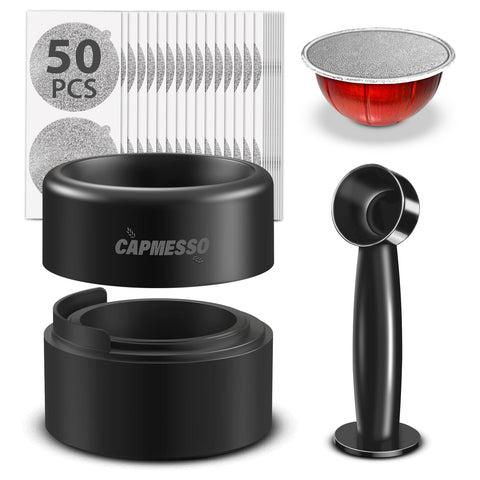 CAPMESSO Vertuoline refill kit foil lids close-up for secure seals and flavor preservation.