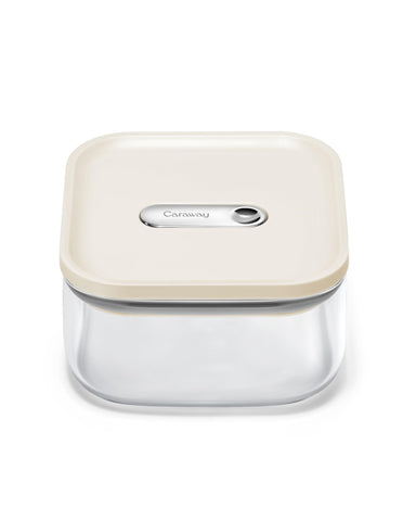 Caraway 1qt glass airtight container with lid for secure freshness.