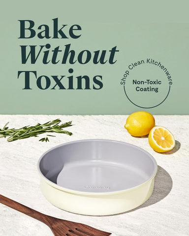 Caraway Circle Pan 9-inch cream, baking setup, ideal for tarts and celebratory treats.