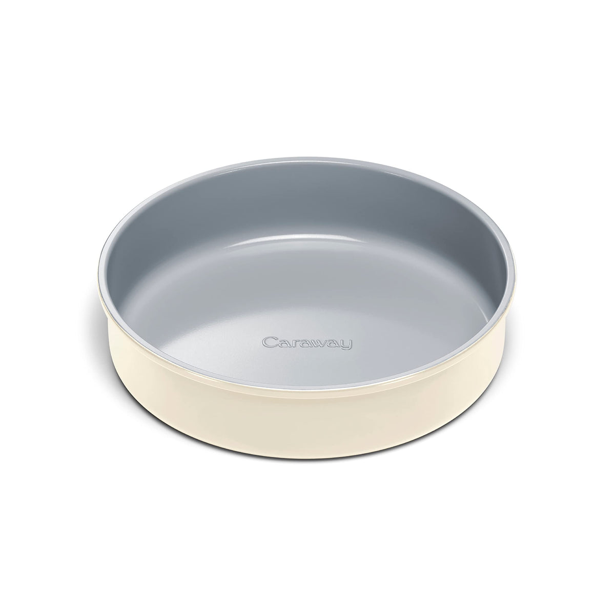 Caraway Circle Pan 9-inch cream, top view, easy-release baking for cakes.
