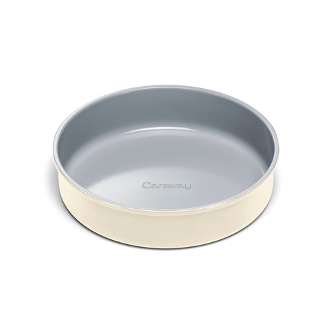 Caraway Circle Pan 9-inch cream, top view, easy-release baking for cakes.