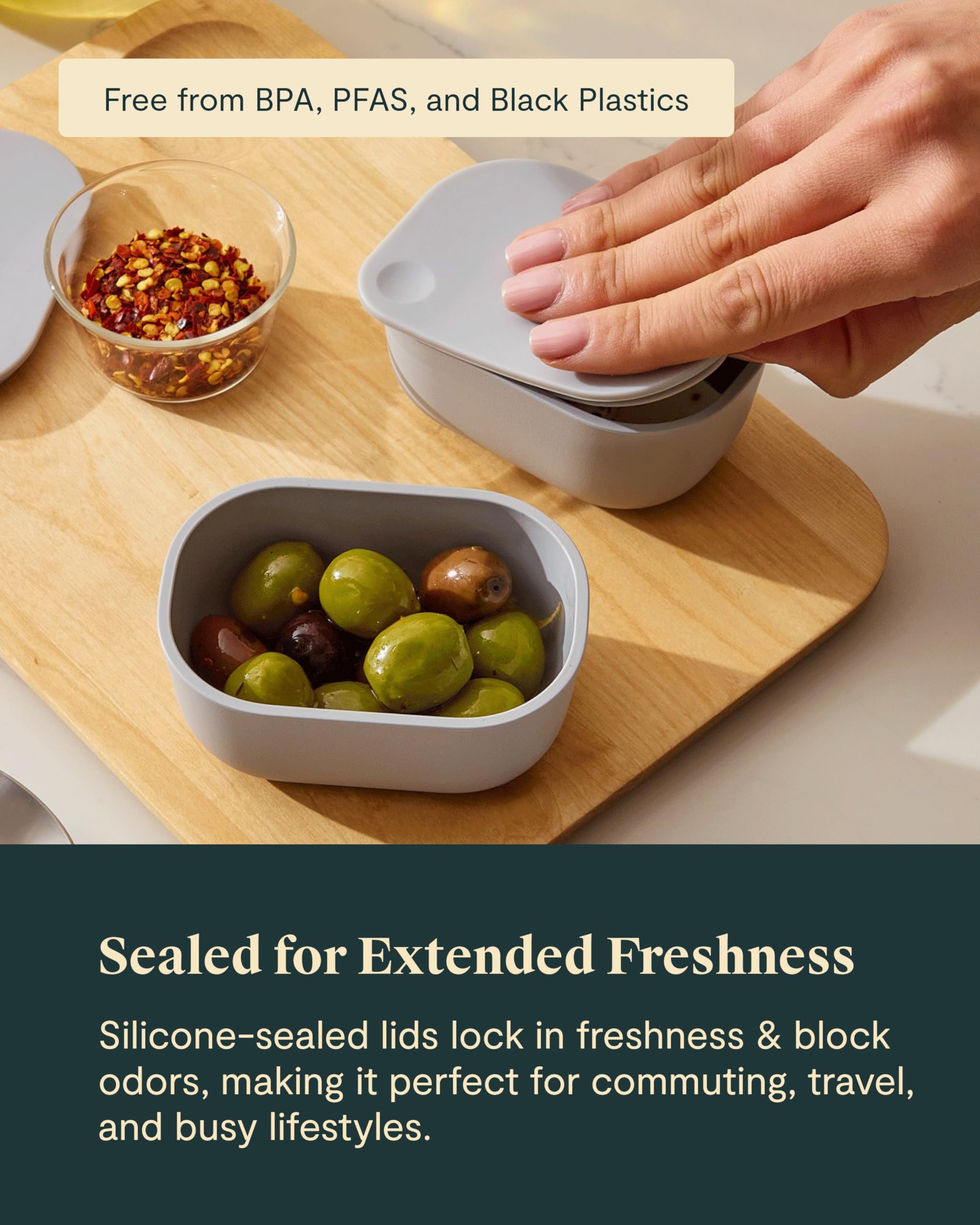 caraway dash inserts with lids, promote safe non-toxic storage for snacks