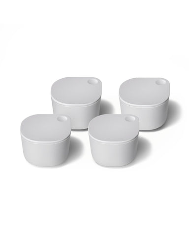 Caraway Dot Inserts with lids for sauces and garnishes in dash ramekins.