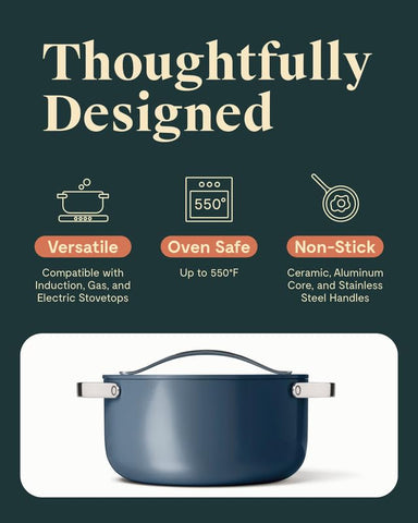 Caraway Dutch Oven interior with nonstick surface for easy cooking and cleanup.