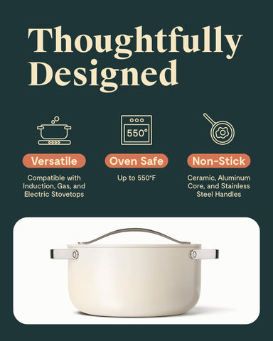 Caraway Dutch Oven Pot side handle for secure lifting during cooking.