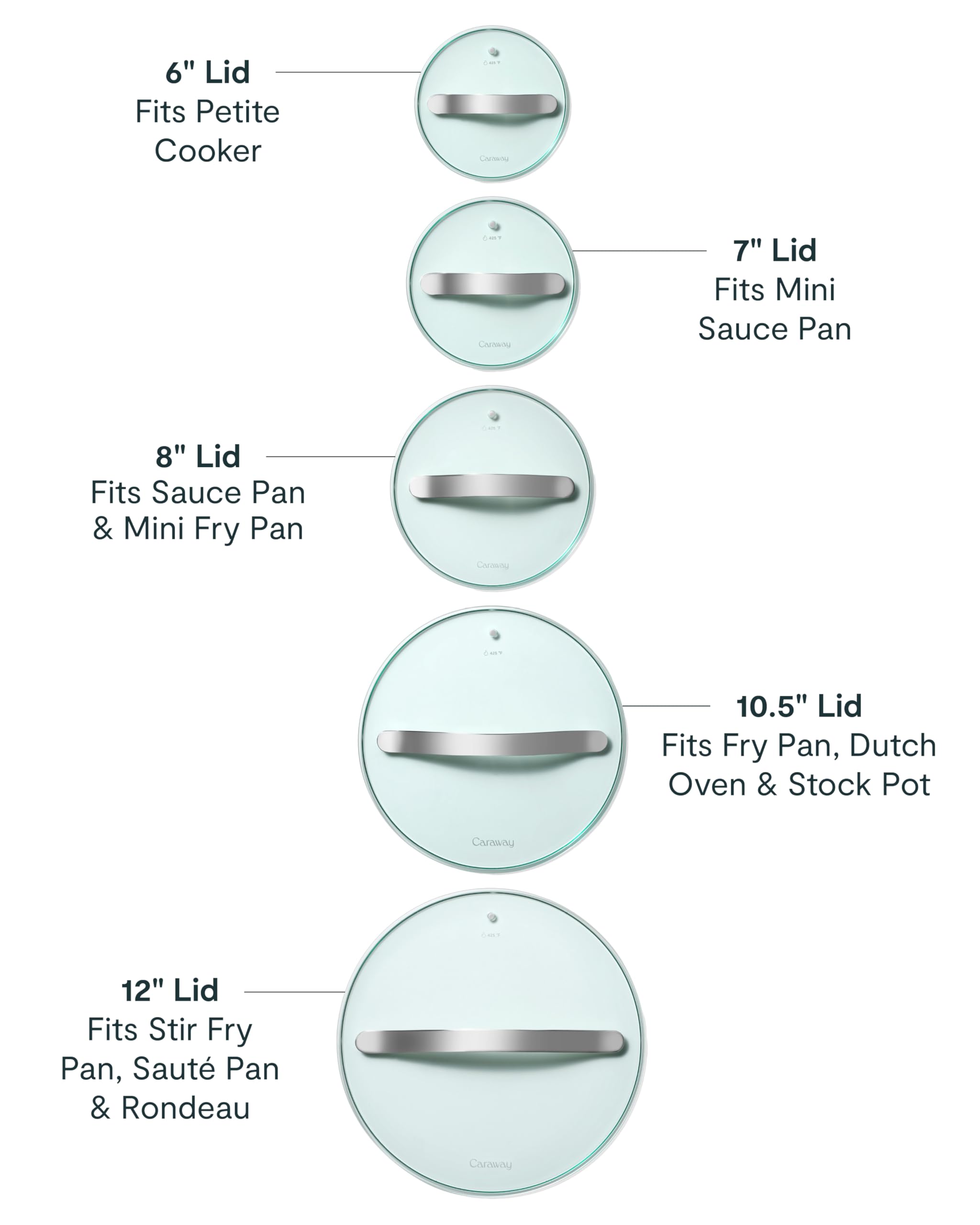 Caraway 10.5-inch glass lid with clear view for larger pots, oven-safe up to 425°F