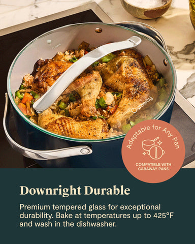 Caraway 12-inch glass lid for large pots, durable construction and easy monitoring