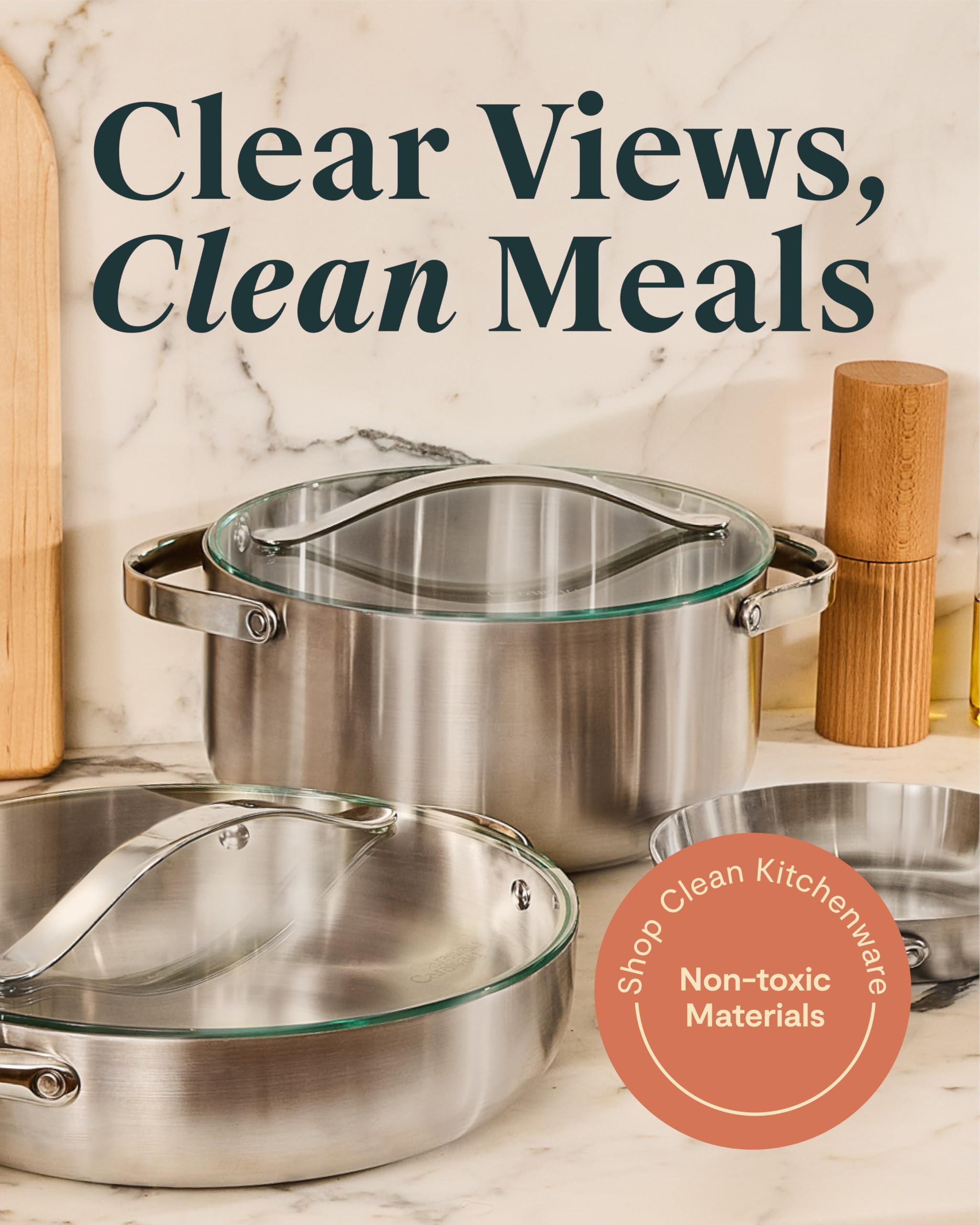 Caraway 8-inch glass lid with transparent view for medium pots and even cooking