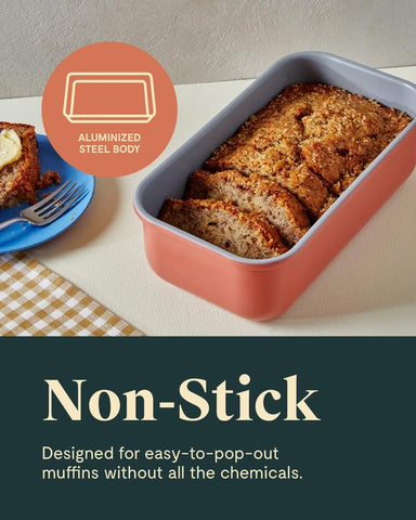 Caraway loaf pan slate non-stick surface eases cleanup