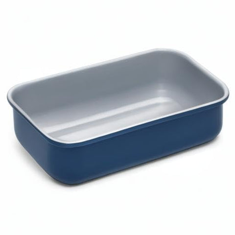 Caraway loaf pan navy nesting with other bakeware for organized storage.
