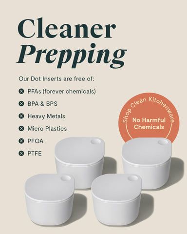 Caraway 4pc set enhances lunch organization and keeps sides separated.