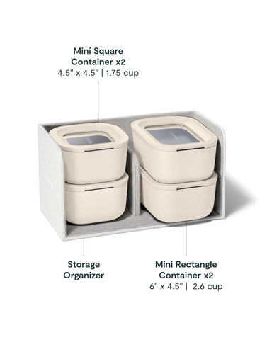Caraway glass container close-up shows ceramic-coated interior for easy cleaning
