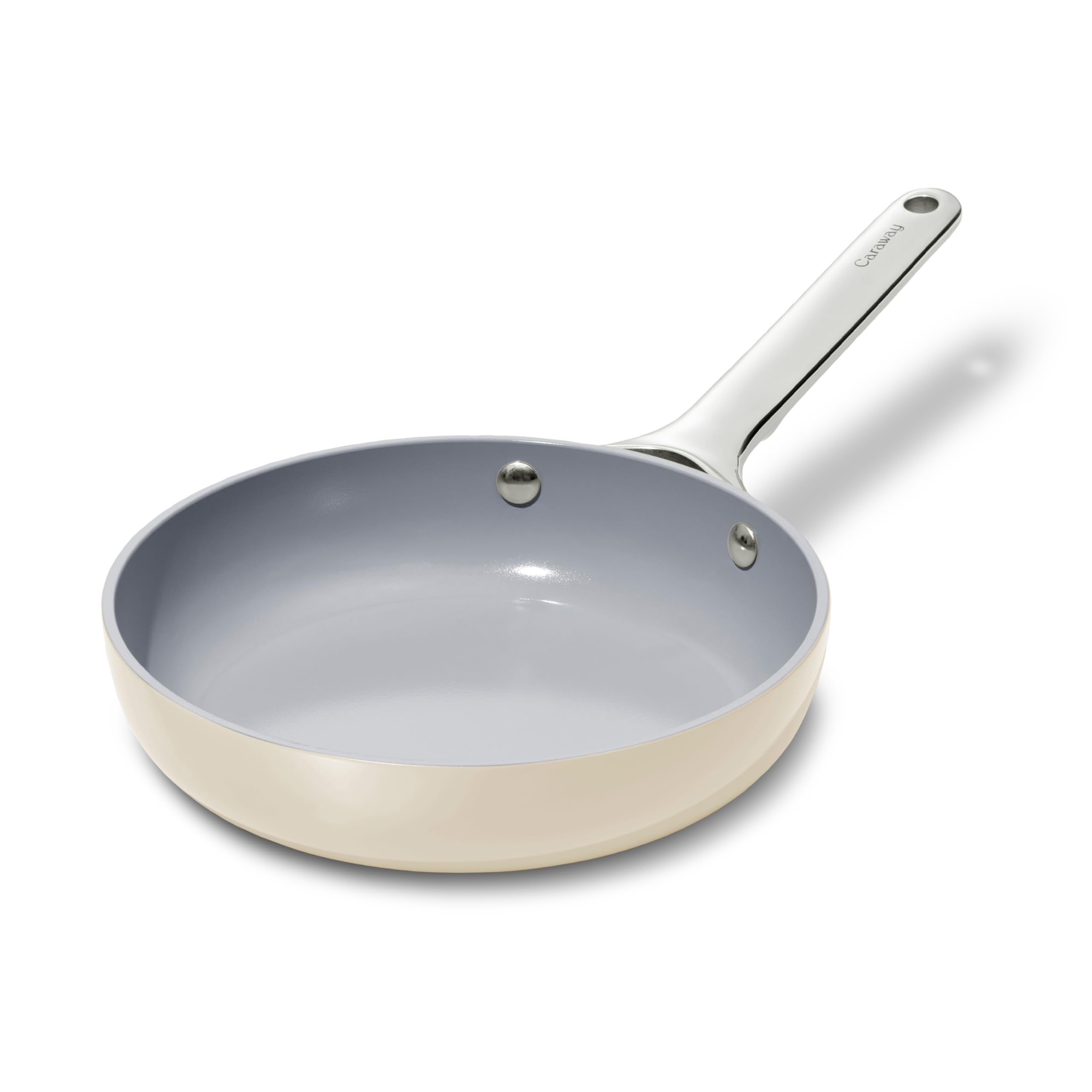 Caraway mini fry pan cream on stovetop for quick single-serve meals.