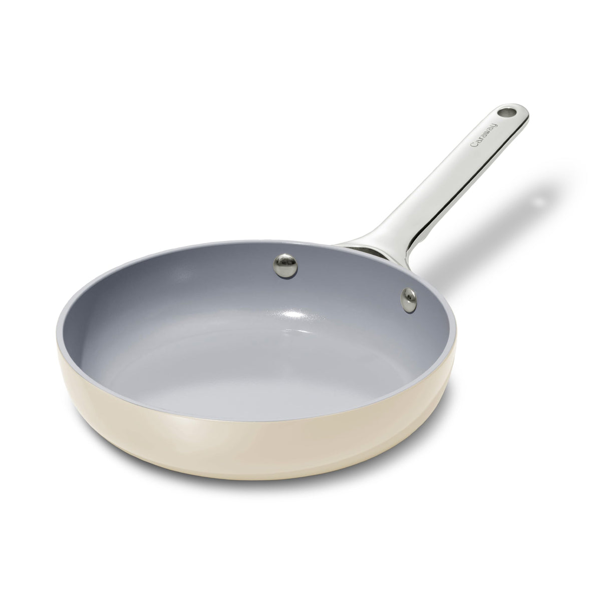 Caraway mini fry pan cream on stovetop for quick single-serve meals.