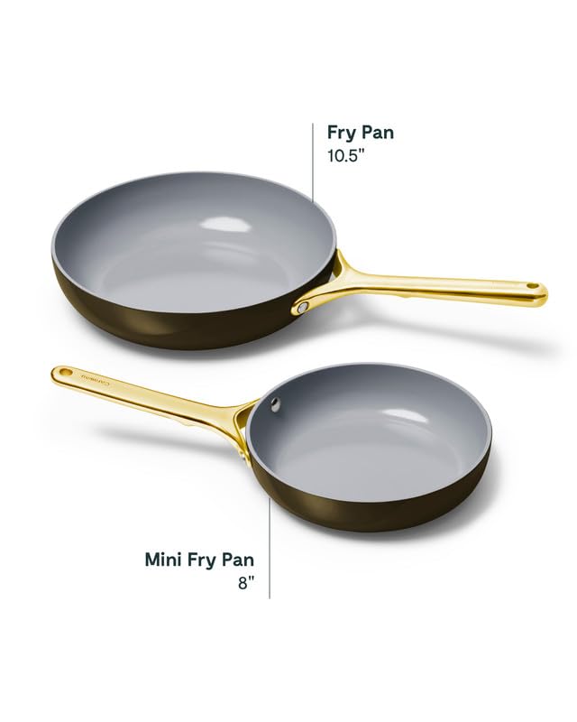 Caraway mini fry pan on induction cooktop for even heat distribution