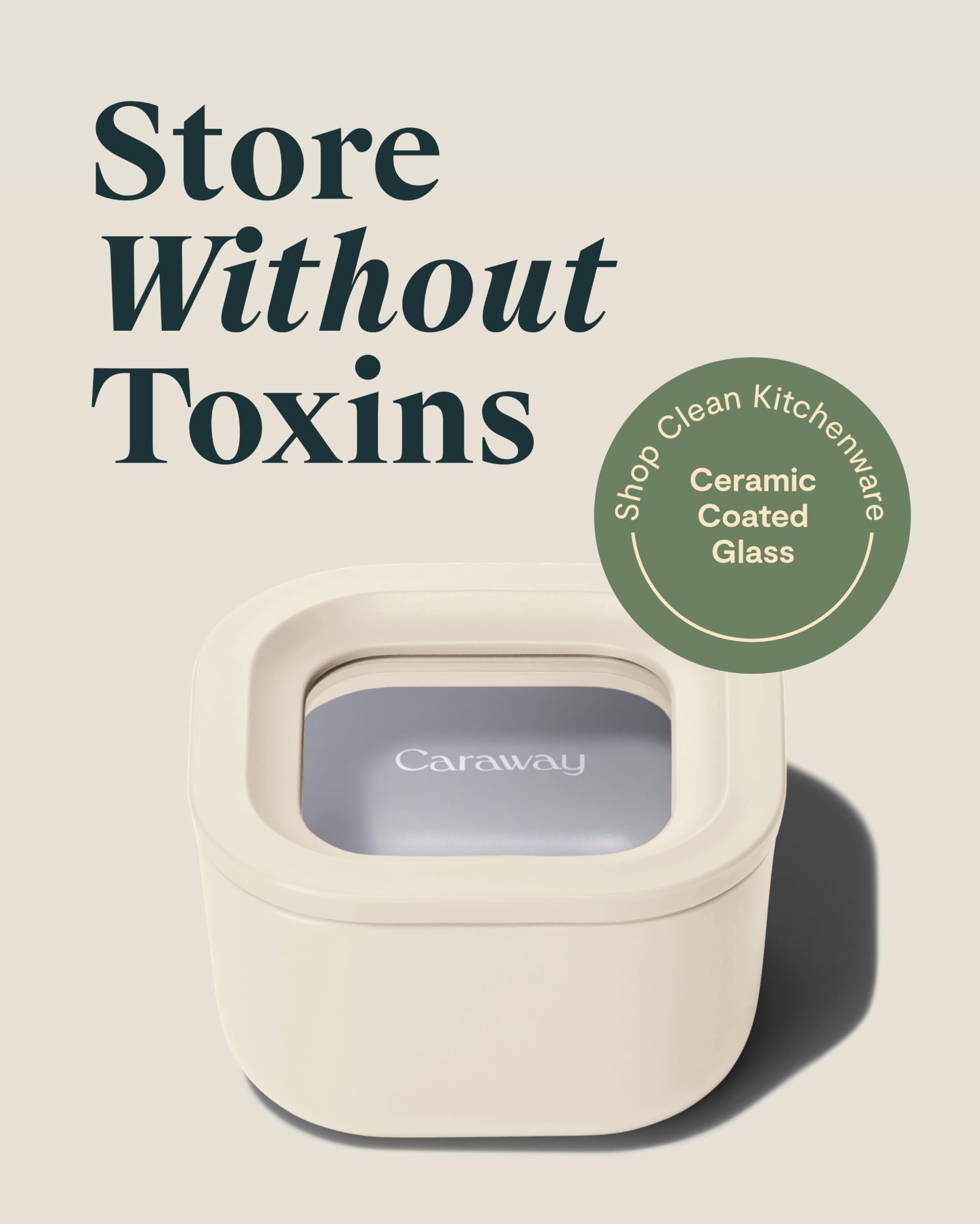Caraway mini square container in fridge storage for compact organization.