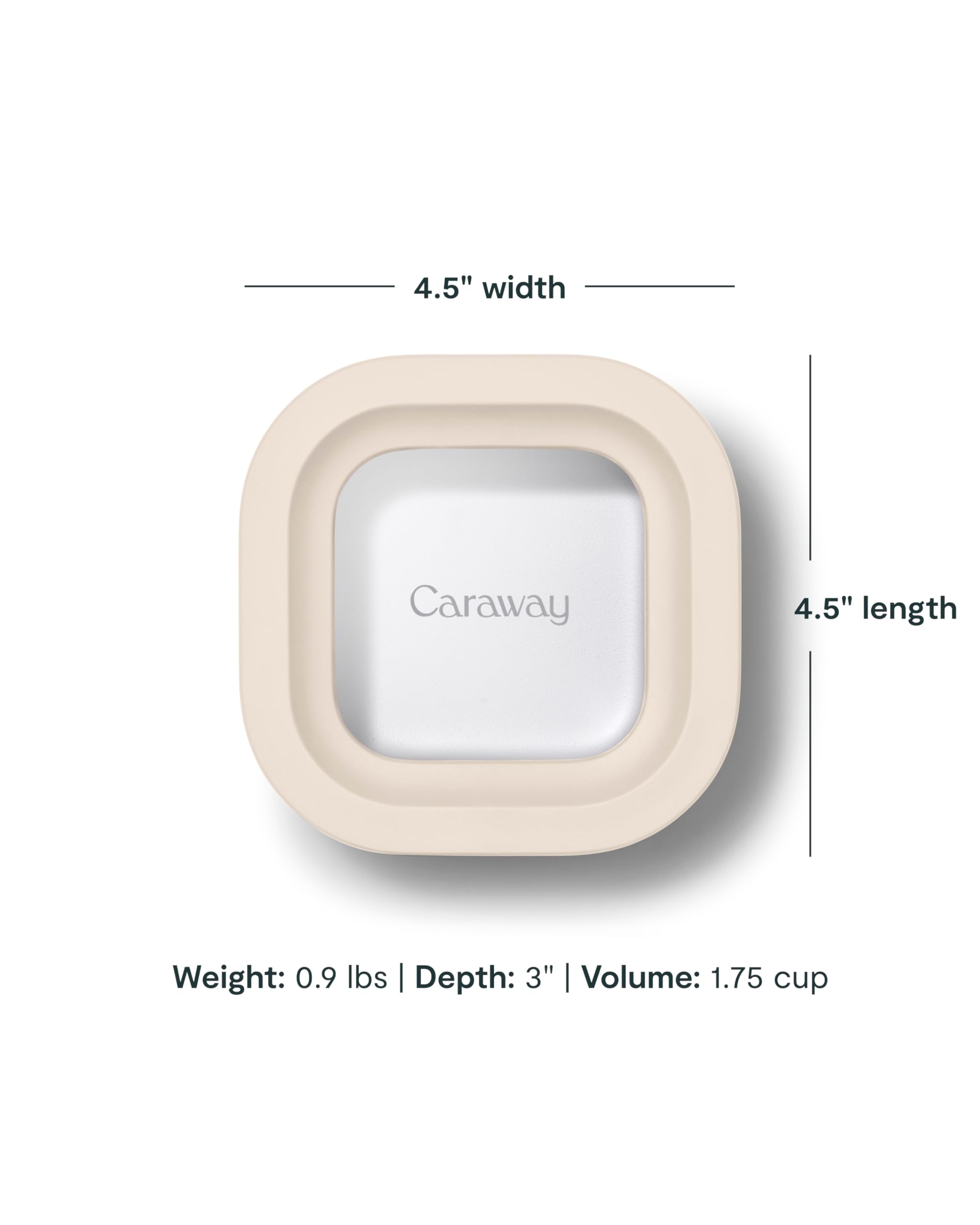 Caraway mini square container glass with ceramic coating, oven-safe.
