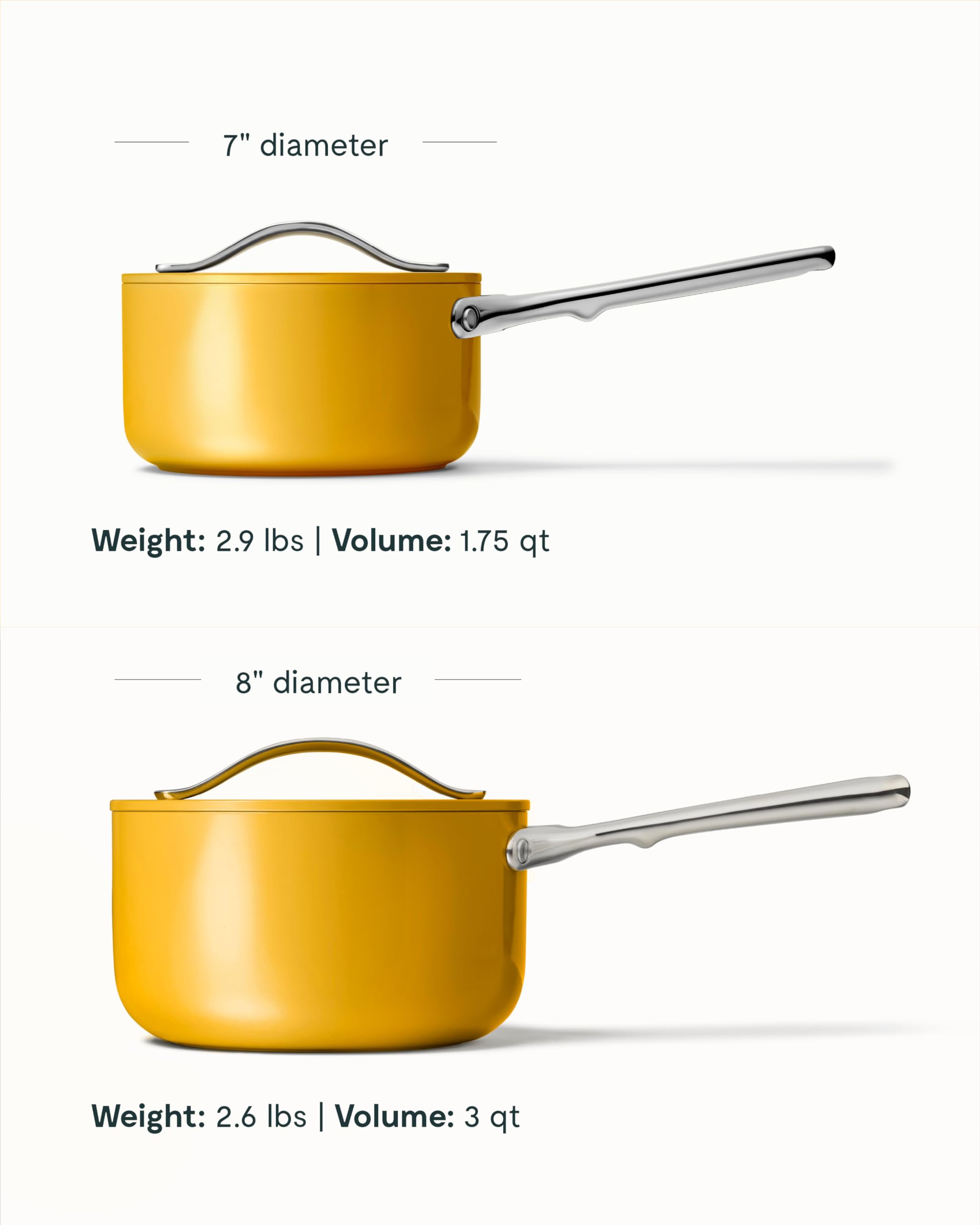 Caraway 3 qt pan interior nonstick surface for easy cleaning.