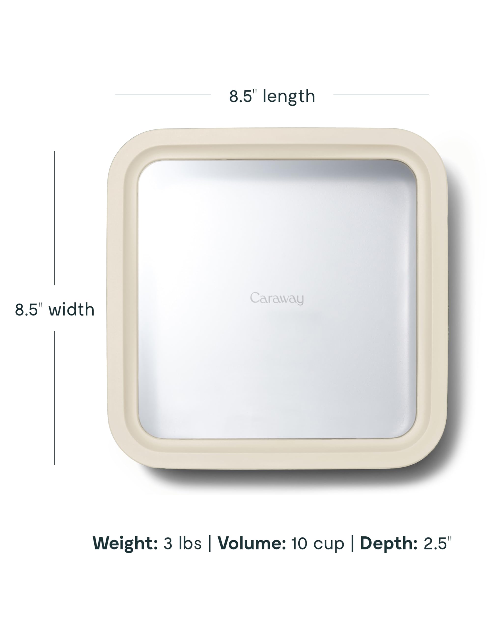 Caraway lid air-release seal demonstrates odor-blocking freshness for meal prep.