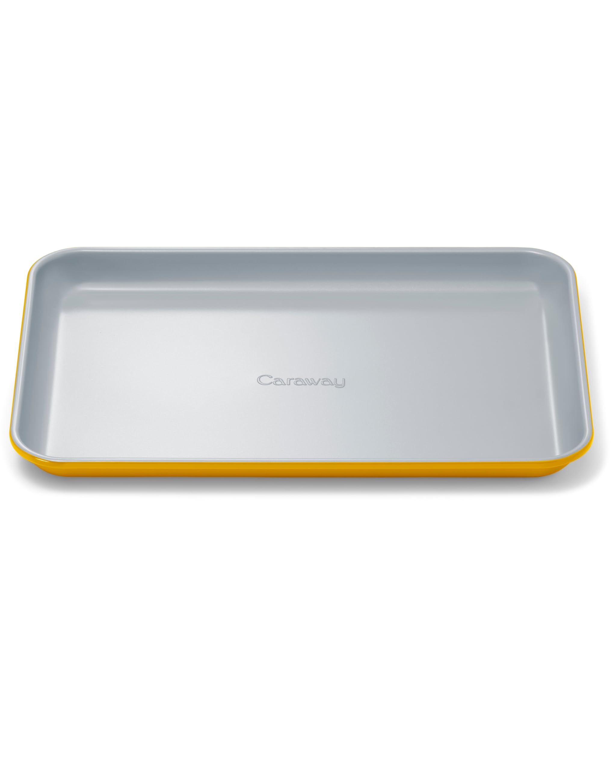 Caraway small baking sheet with oven-ready surface for easy food release.
