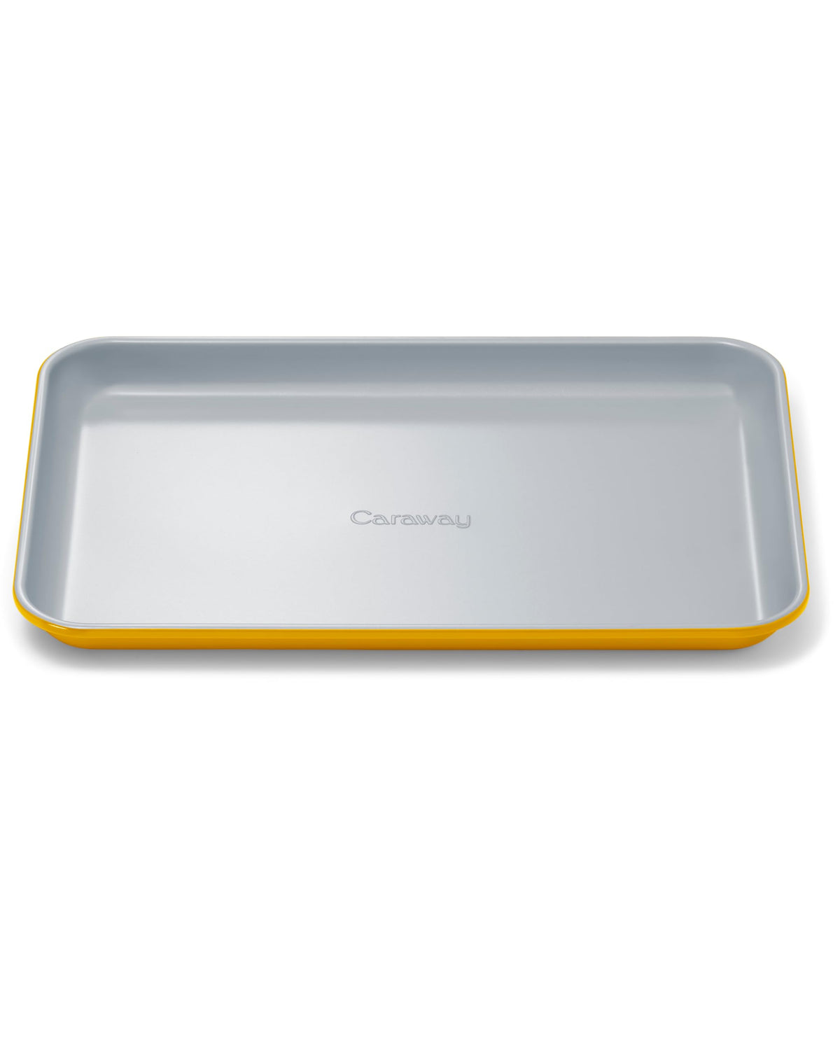 Caraway small baking sheet with oven-ready surface for easy food release.