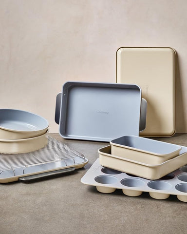Caraway square pan storage and organization helps keep counters neat.