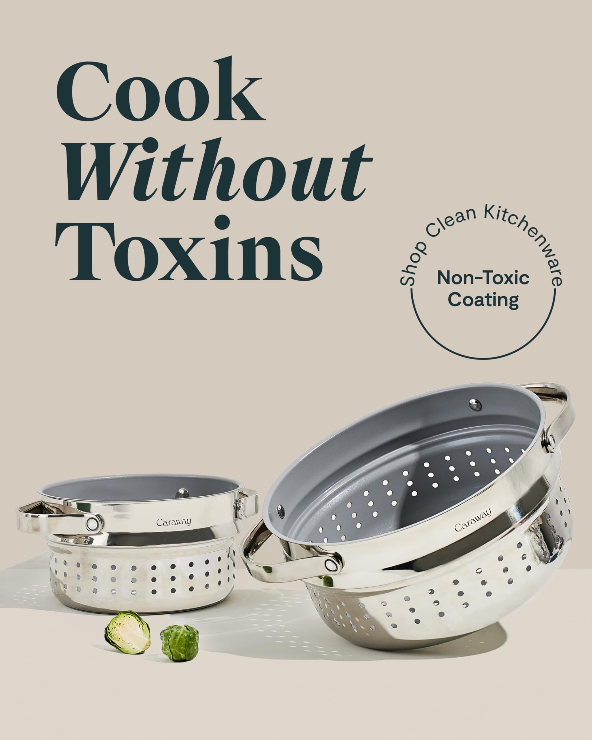 Caraway steamer with durable stainless steel construction for everyday use.