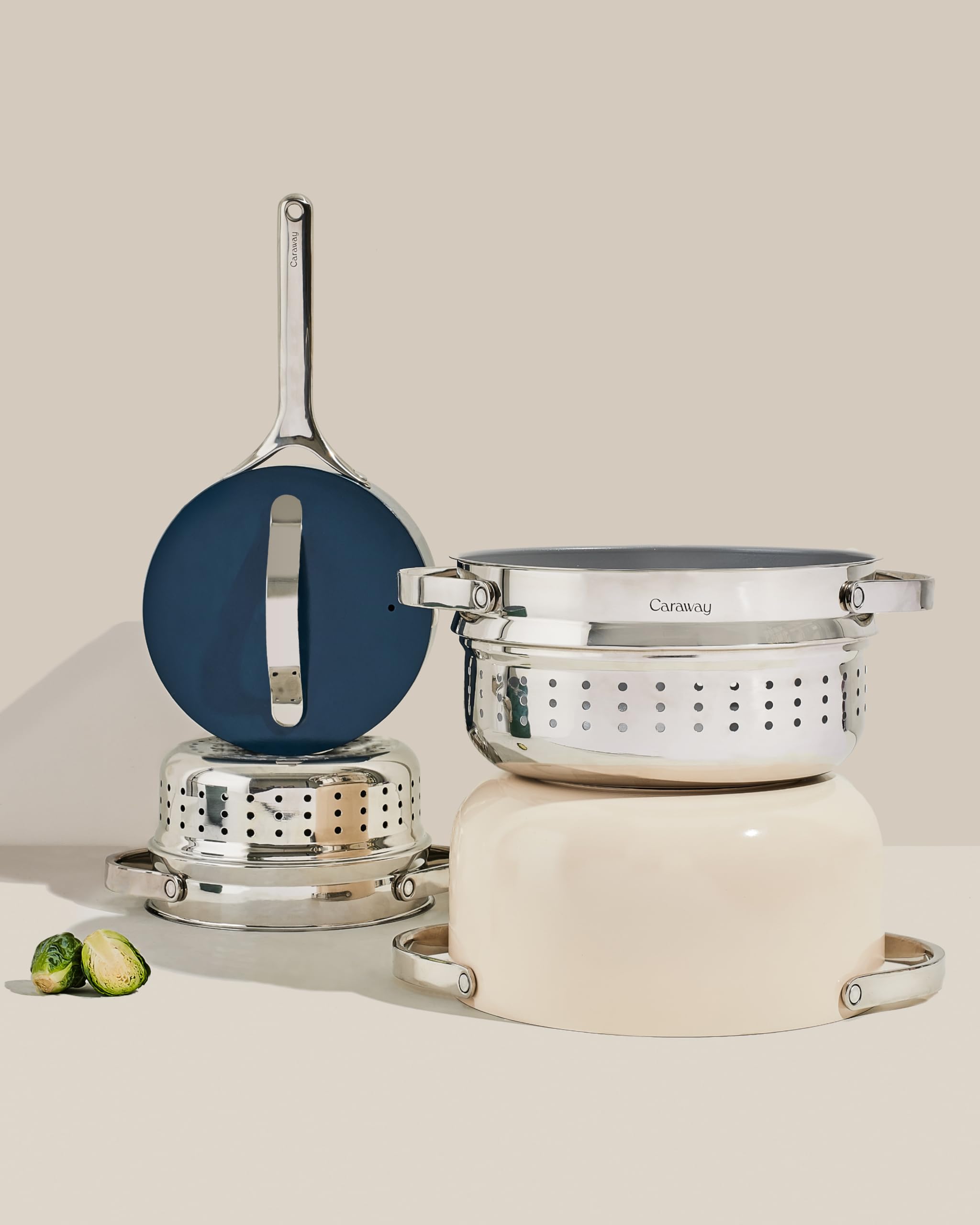 Family-sized meals steam perfectly with the large Caraway steamer.