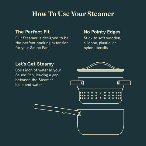 Caraway Steamer Small compact storage saves kitchen space.