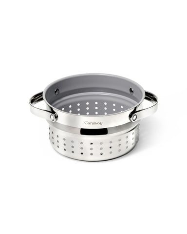 Caraway Steamer Small inside sauce pan for even, portioned steaming.