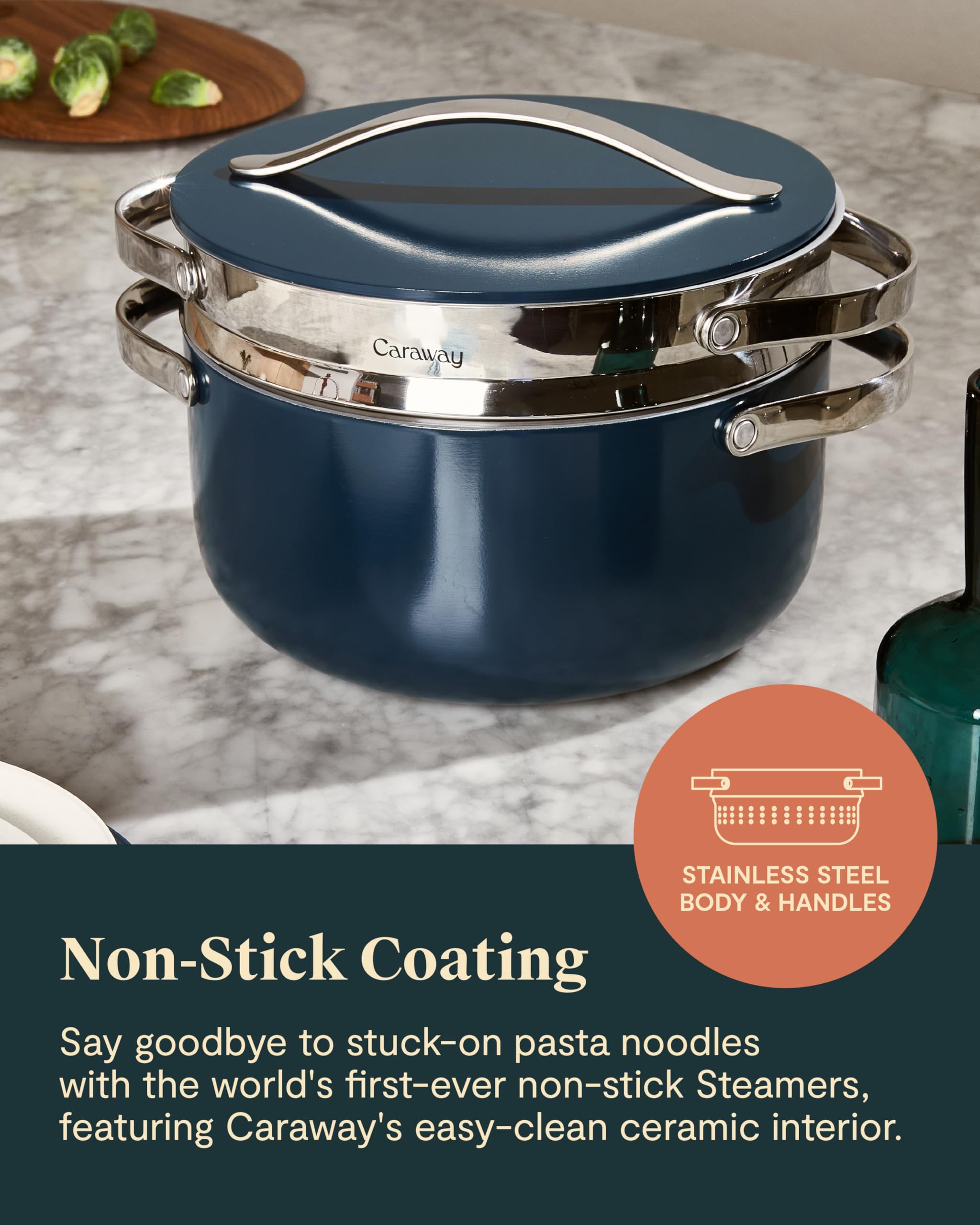 Caraway steamer setup for steaming vegetables efficiently.