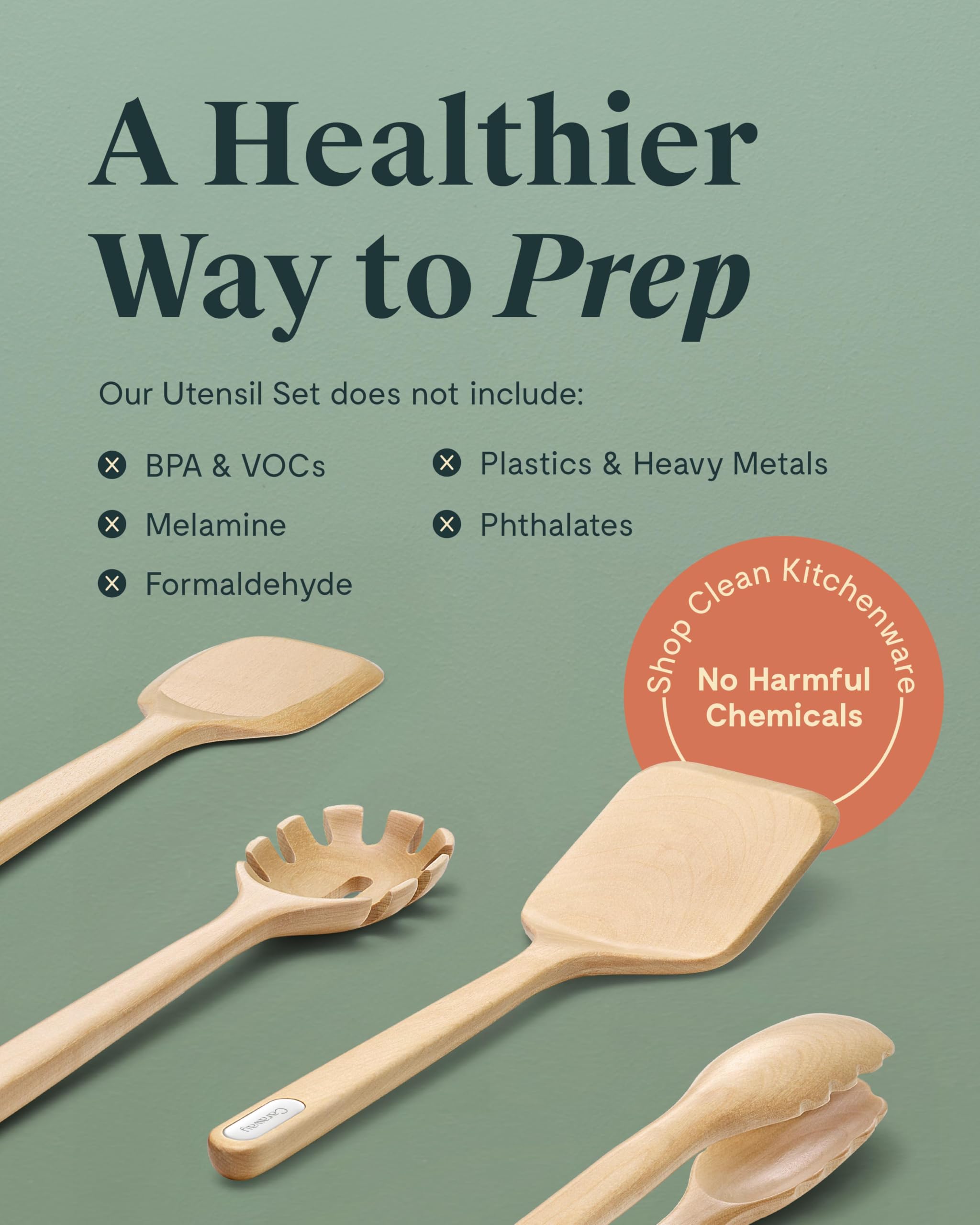 Caraway wooden tongs gripping vegetables with sturdy grip.