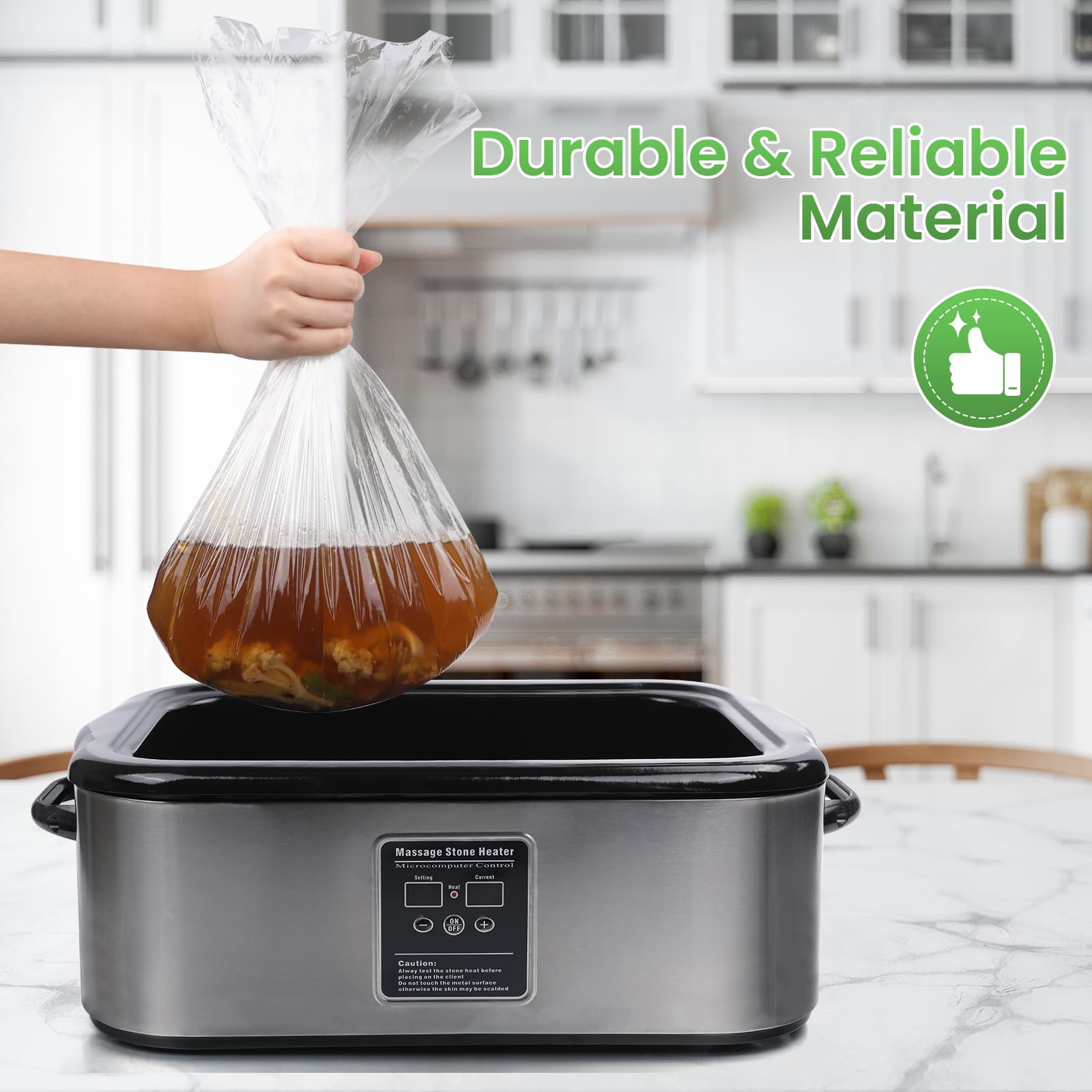 CAREGY liner fits 16–22 quart electric roasters for large batches.